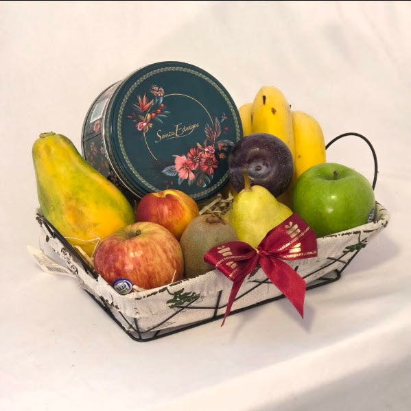 Cesta de Frutas e Biscoitos