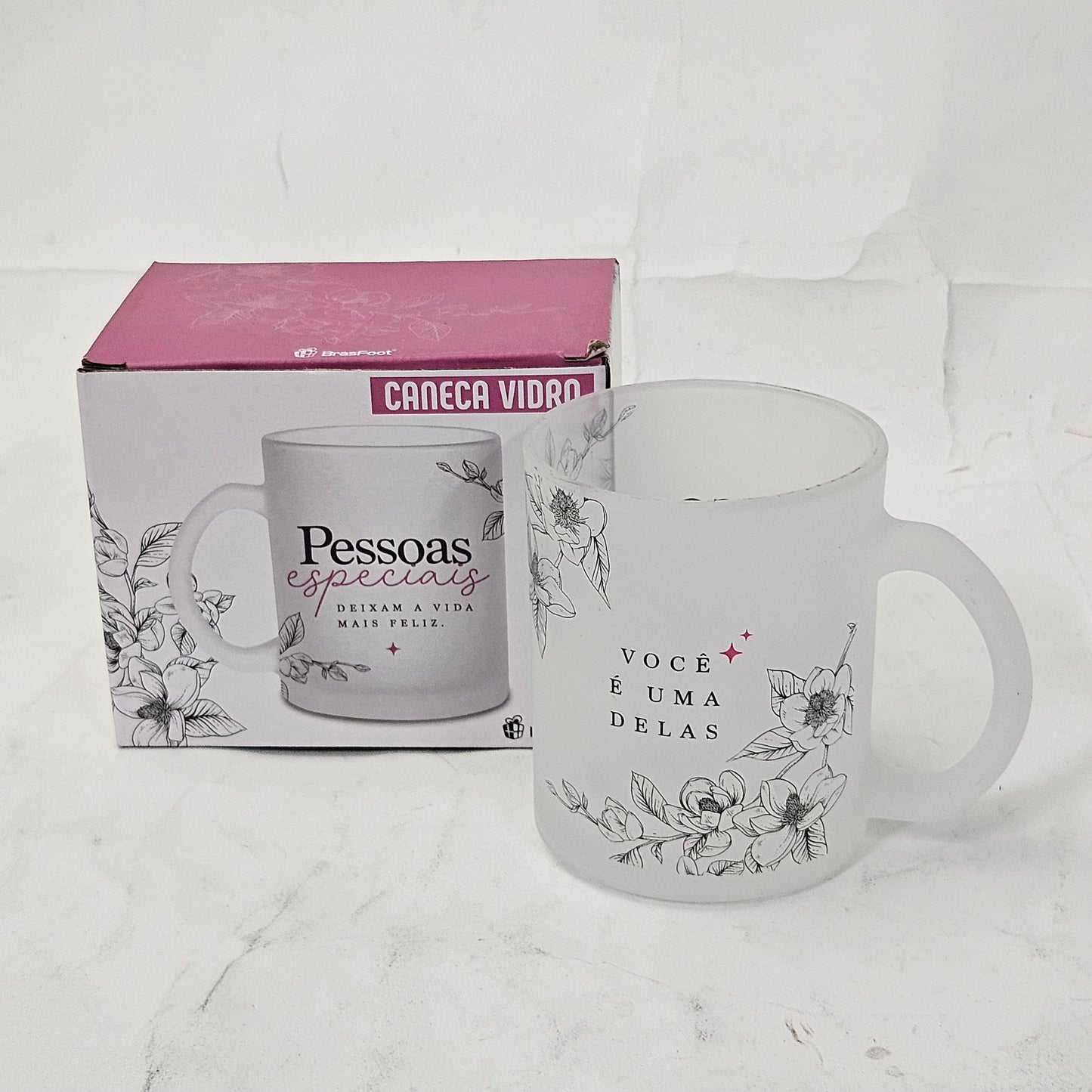 Caneca de Vidro "Pessoas Especiais Deixam a Vida Mais Feliz"