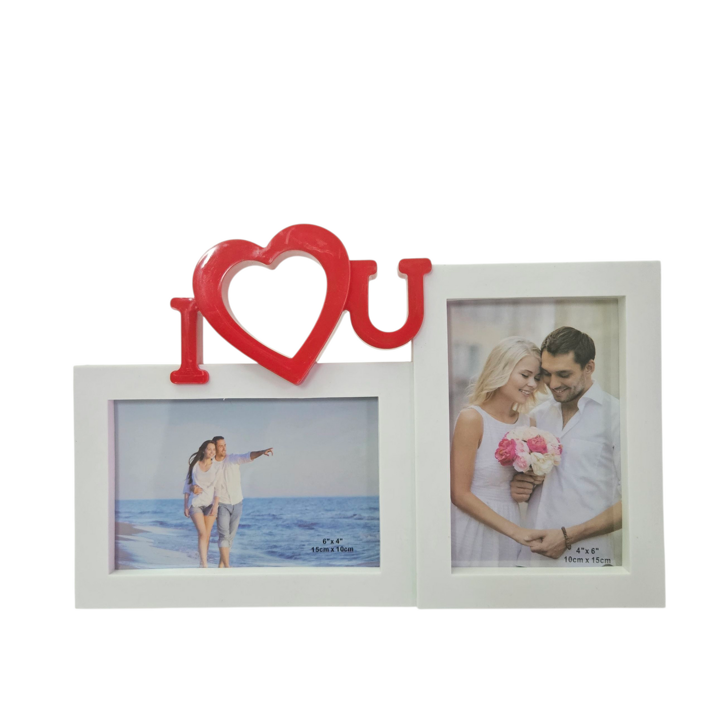 Porta Retrato I Love You com 2 fotos personalizáveis
