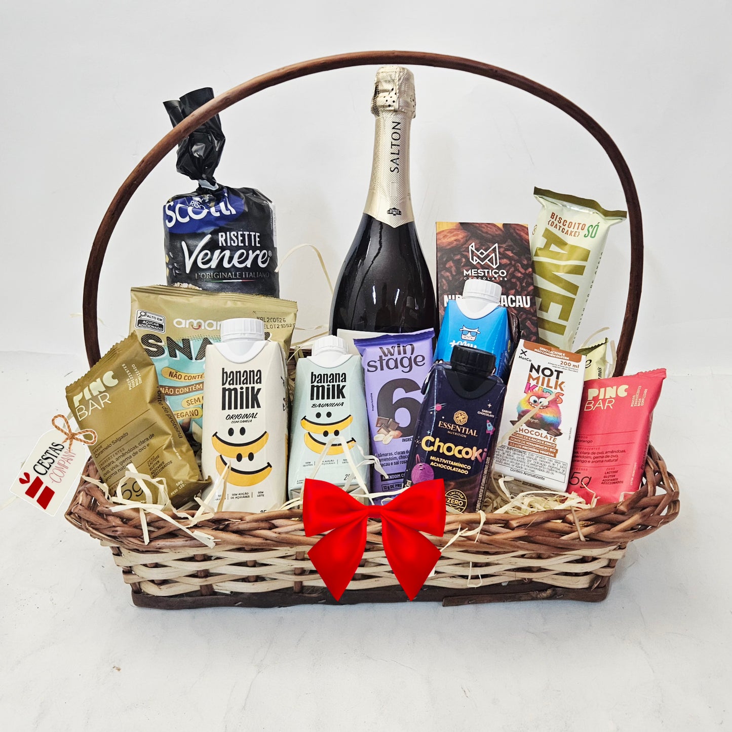Cesta Presente Gluten Free e Zero Lactose Luxo com Vinho