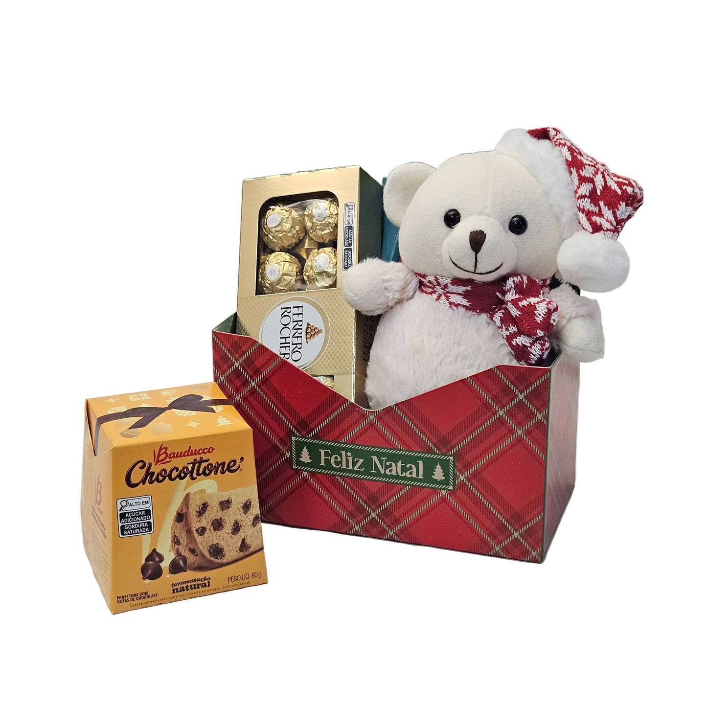 Cesta Natal Feliz com Bombons