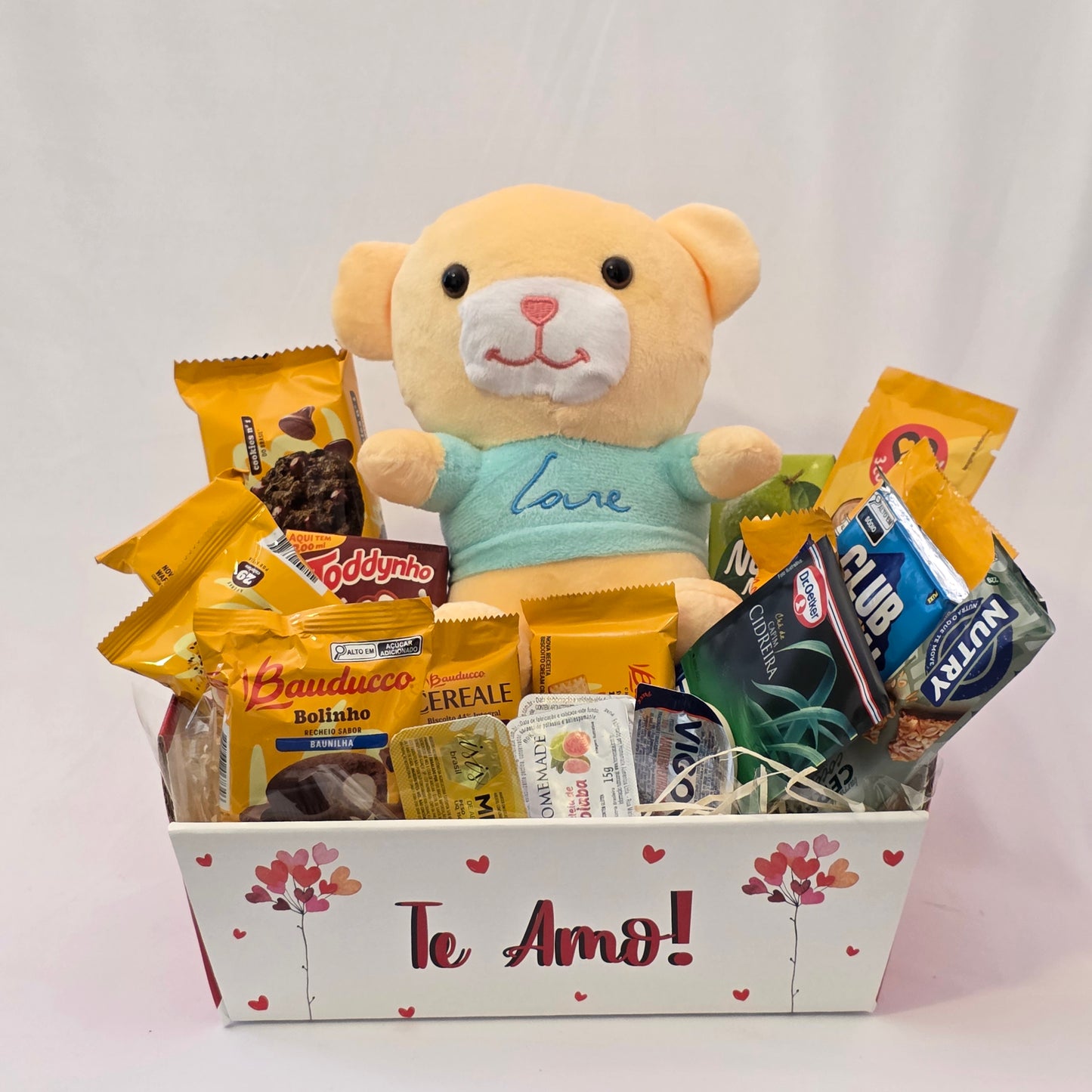 Cesta de Café da Manhã Delicado Com Pelúcia Romântica