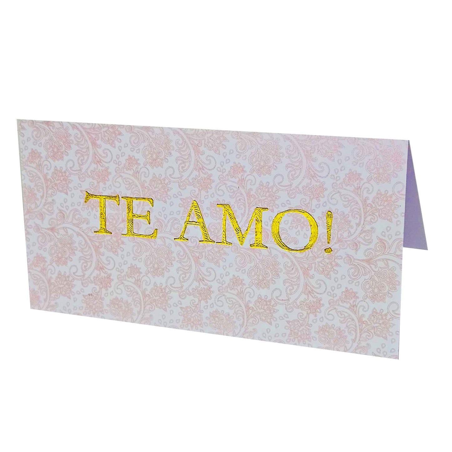 TE AMO! Cartão de presente com impressão em relevo metalizado "Te Amo!"
