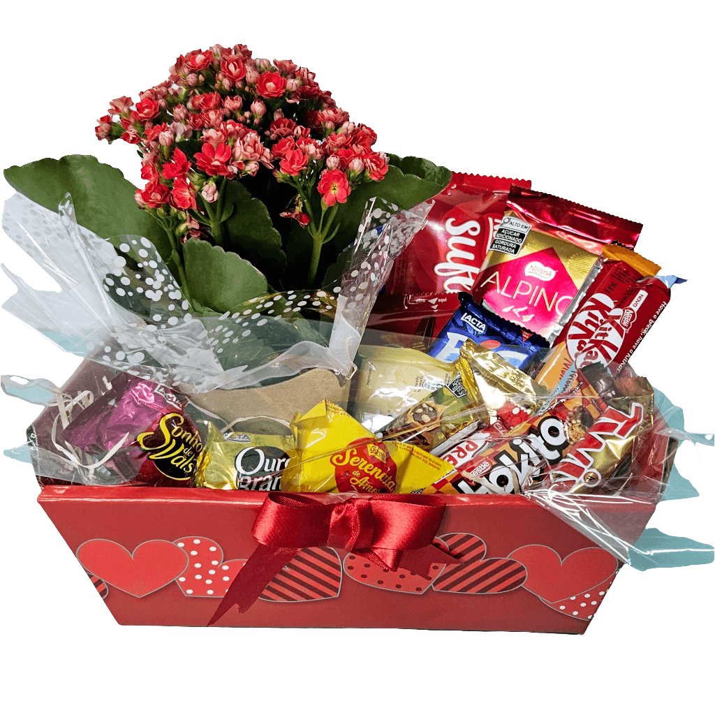 Cesta Carinho com Chocolates e Flores - Cestas Company