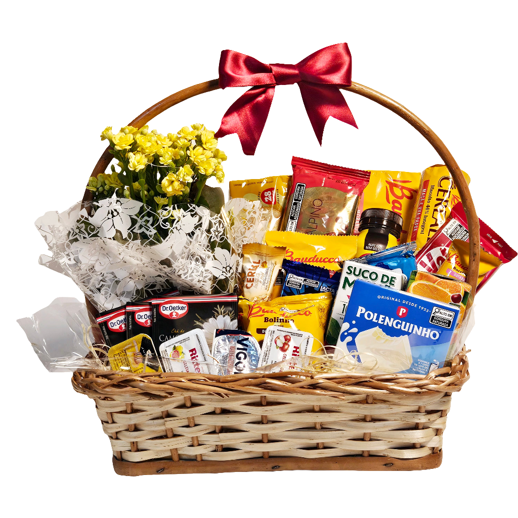 Breakfast Gift Basket with Flowers