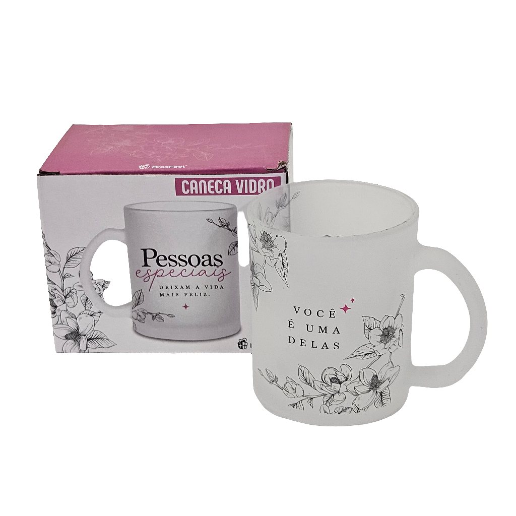 Caneca de Vidro "Pessoas Especiais Deixam a Vida Mais Feliz"