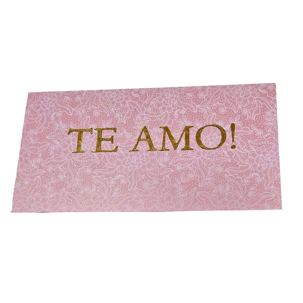 TE AMO! Cartão de presente com impressão em relevo metalizado "Te Amo!"