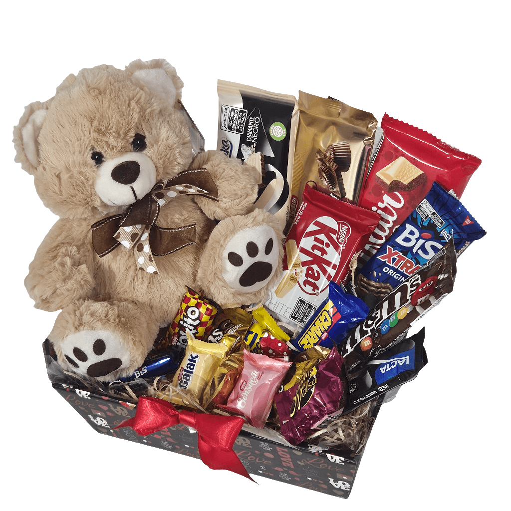 Cesta Carinho com Chocolates e Pelúcia - Cestas Company