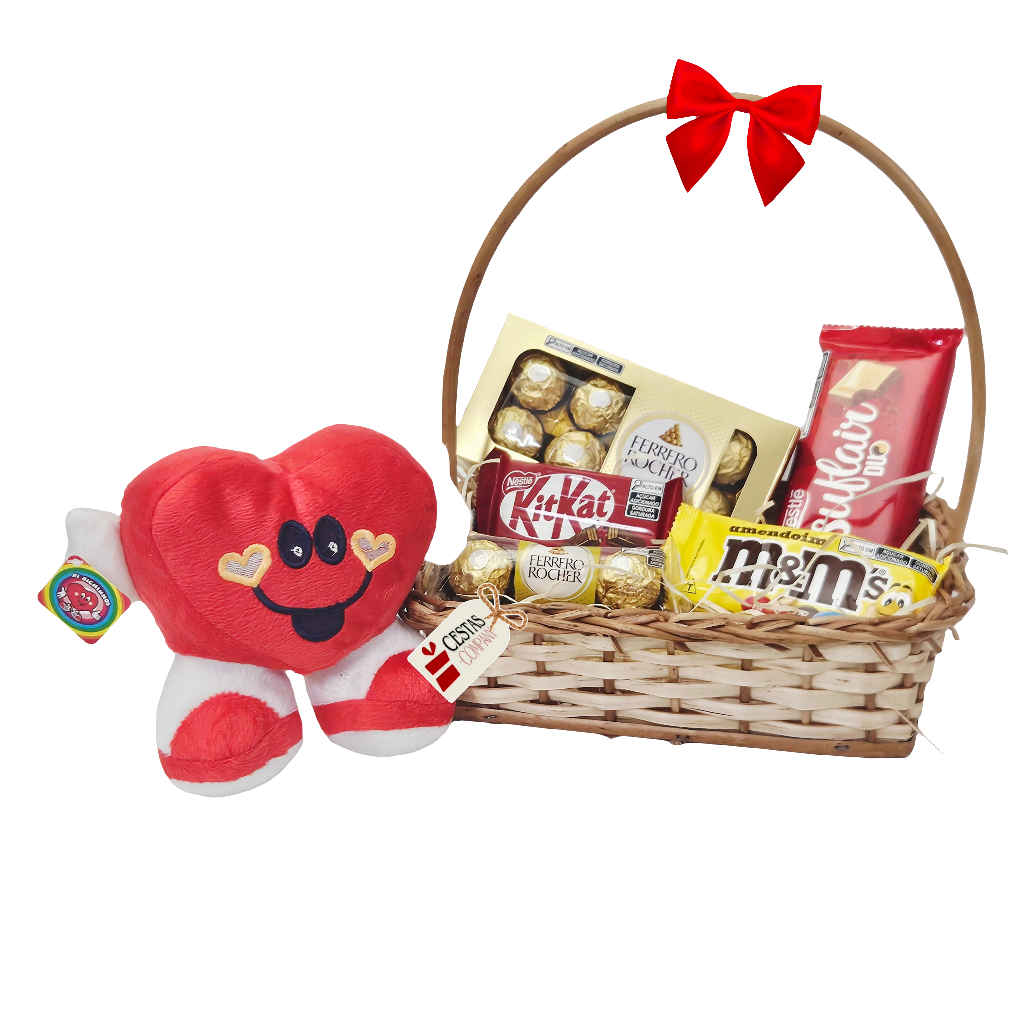 Cesta Festa de Chocolates com Coração Sorridente