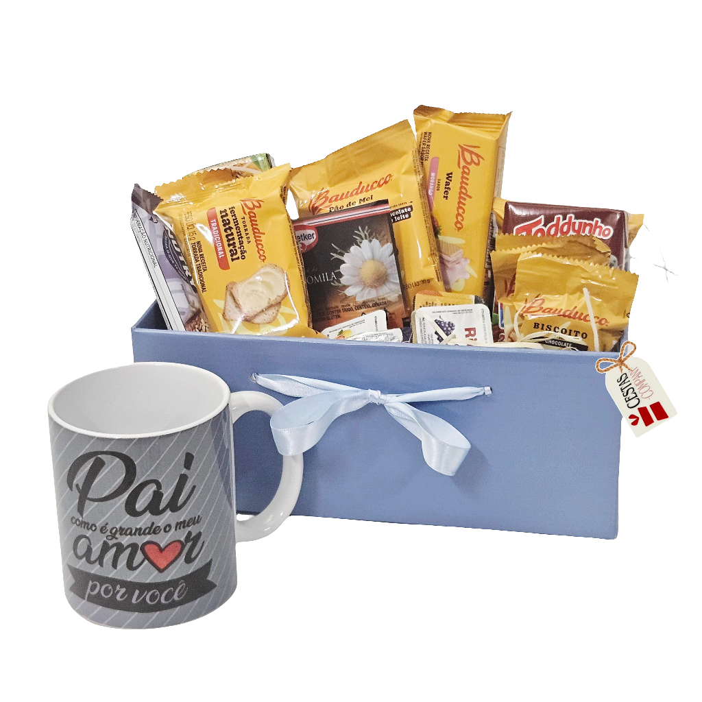 Presente para o papai: Cesta de Café da Manhã Mimo com Caneca