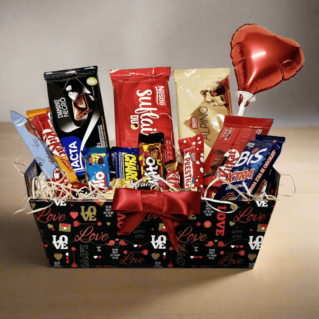 Cesta Carinho com Chocolates com Balão Coração - Cestas Company