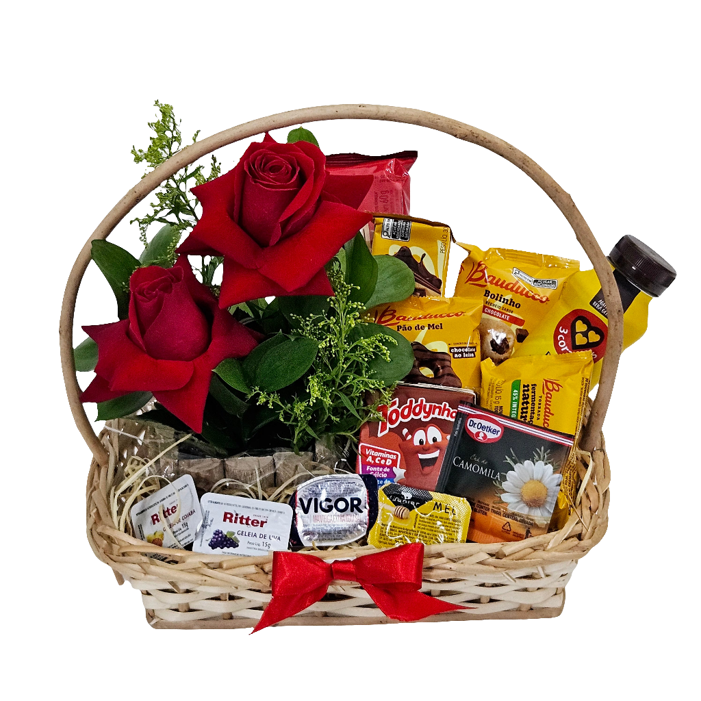 Cesta Café da Manhã com Rosas Importadas