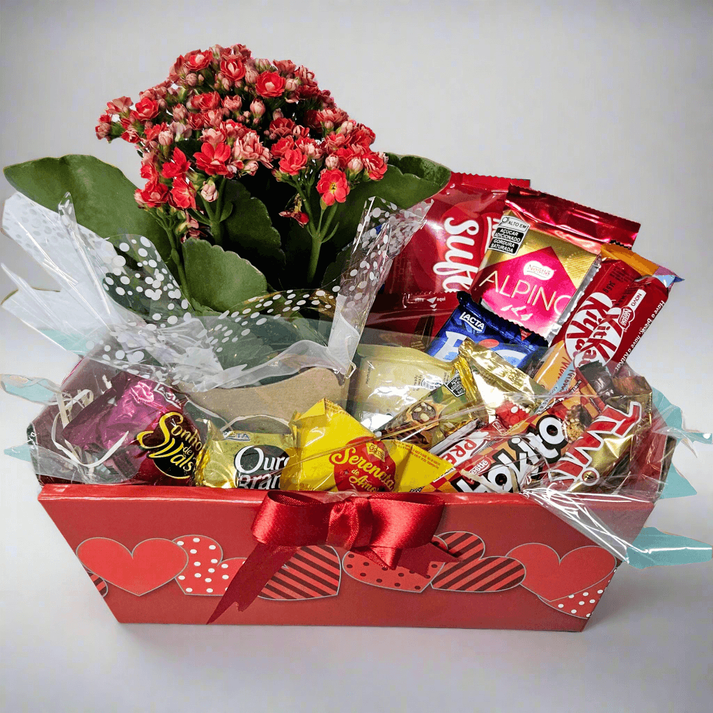 Cesta Carinho com Chocolates e Flores - Cestas Company