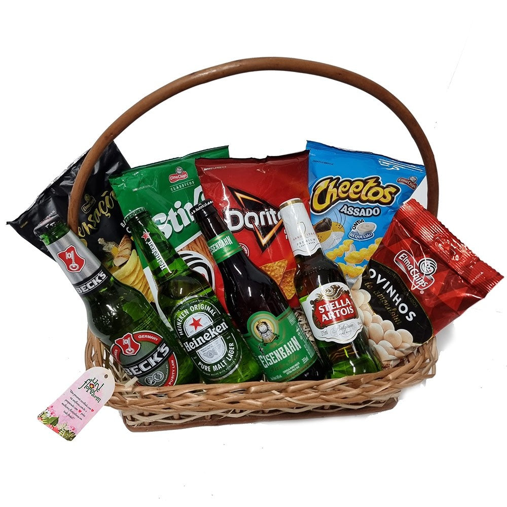 Cesta de Presentes Cervejas e Snacks