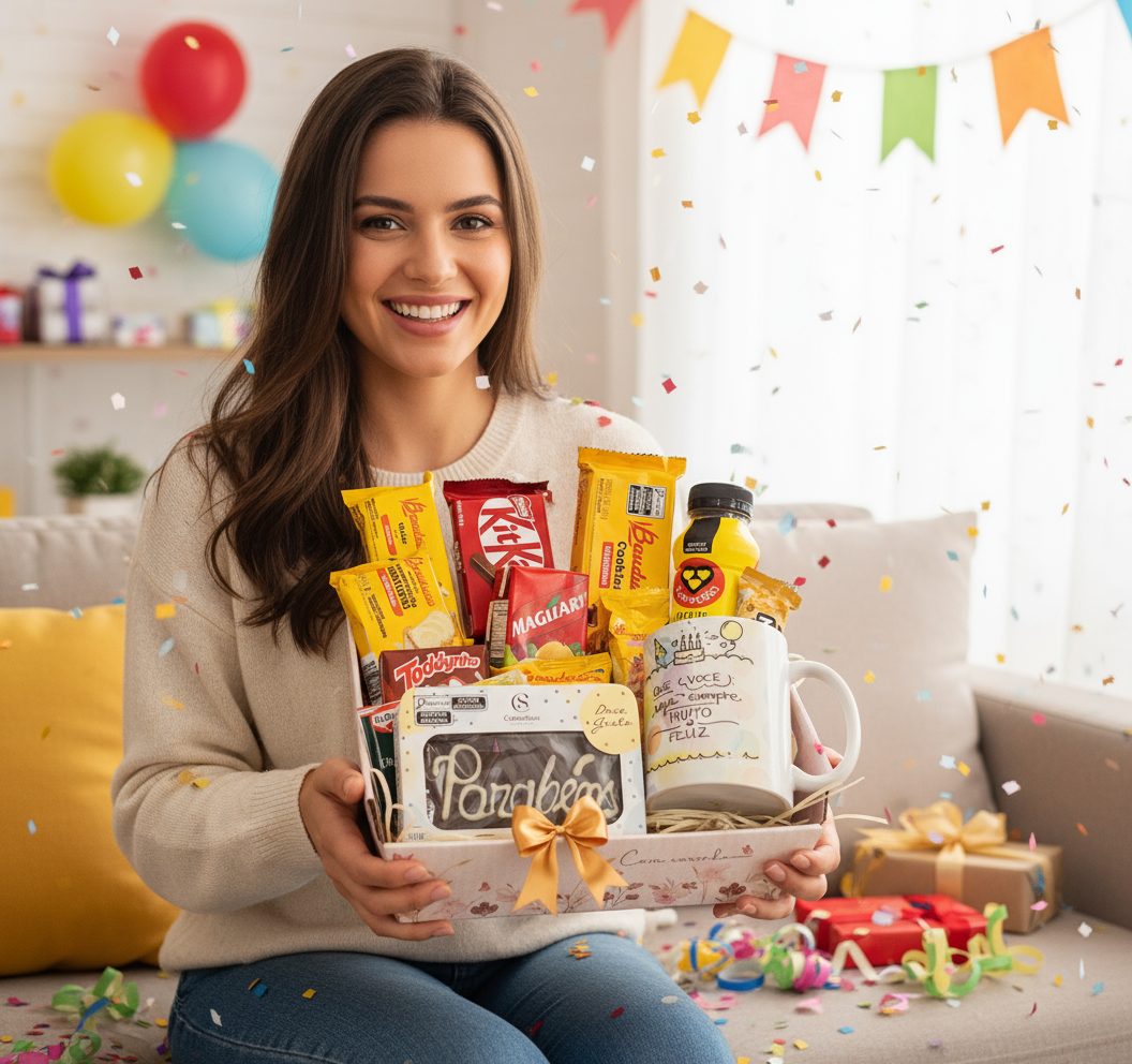 Canasta de feliz cumpleaños por la mañana