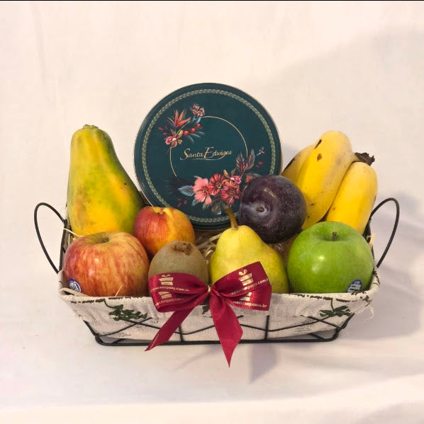 Cesta de Frutas e Biscoitos