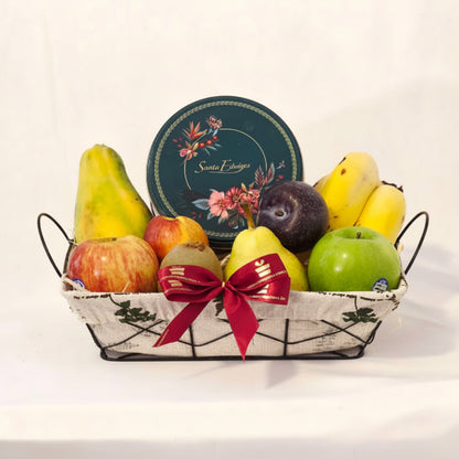 Cesta de Frutas e Biscoitos