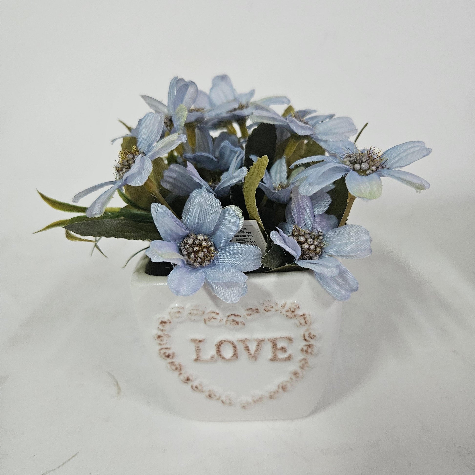 Vaso Love com Flores Azuis - Cestas Company