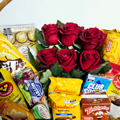 Cesta Amor Completo com Rosas