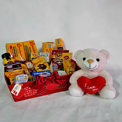 Romantic Breakfast Basket with Teddy Bear I Love You