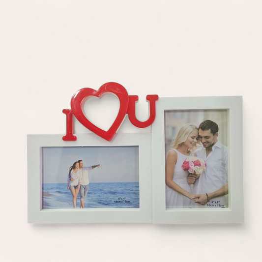 Porta Retrato I Love You com 2 fotos personalizáveis
