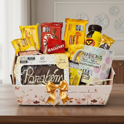 Canasta de feliz cumpleaños por la mañana