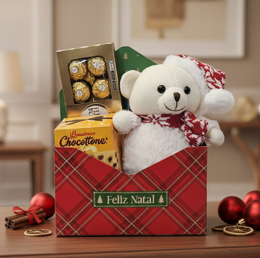 Cesta Natal Feliz com Bombons