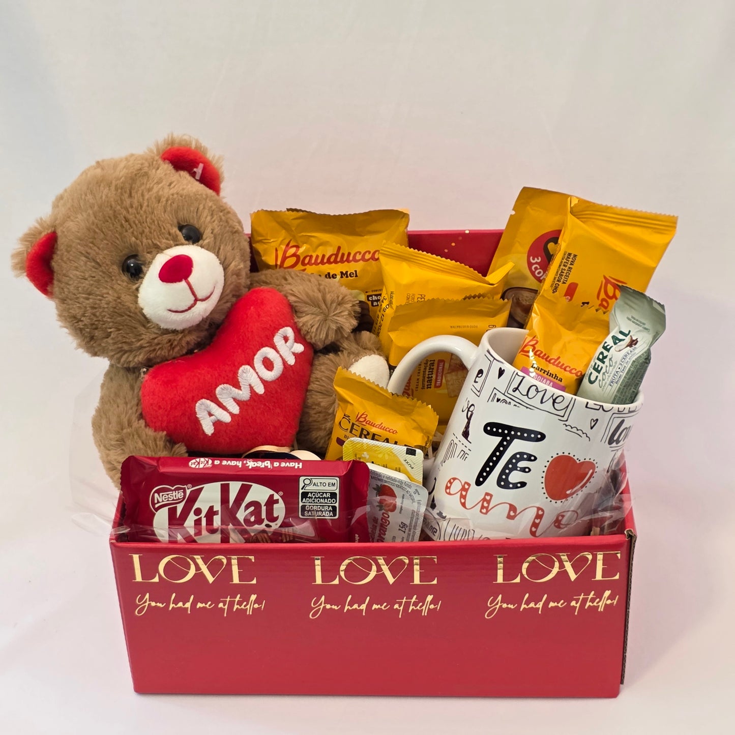 Basket with "I Love You" Mug and Loving Teddy Bear