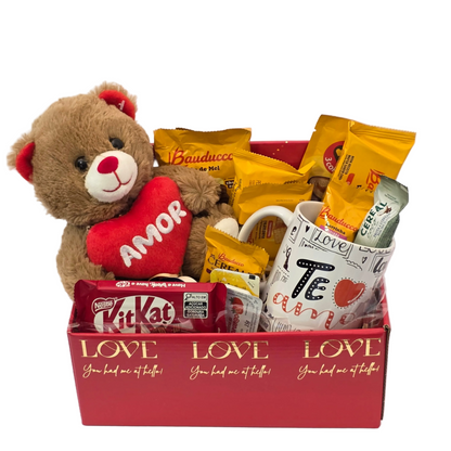 Basket with "I Love You" Mug and Loving Teddy Bear