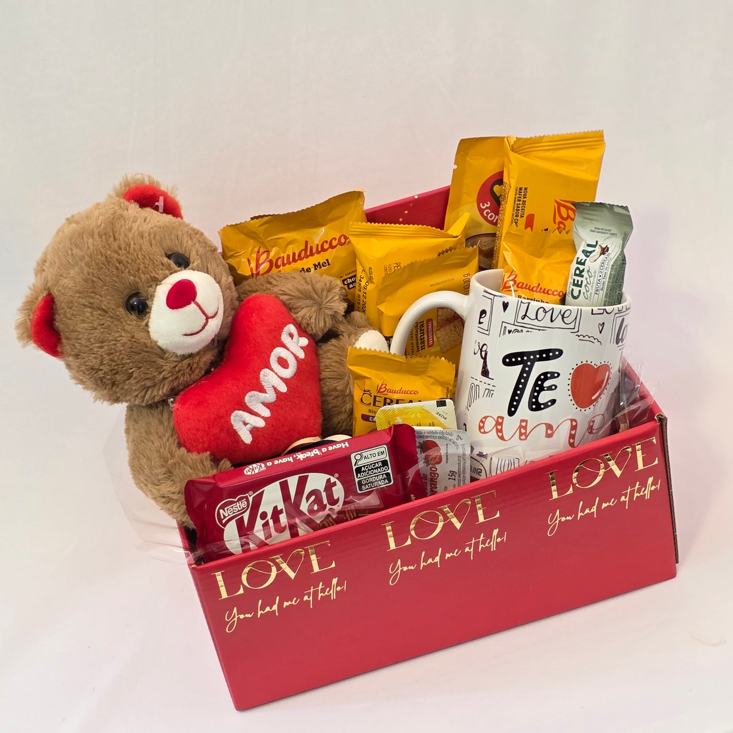 Basket with "I Love You" Mug and Loving Teddy Bear