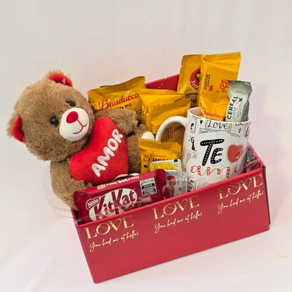 Basket with "I Love You" Mug and Loving Teddy Bear