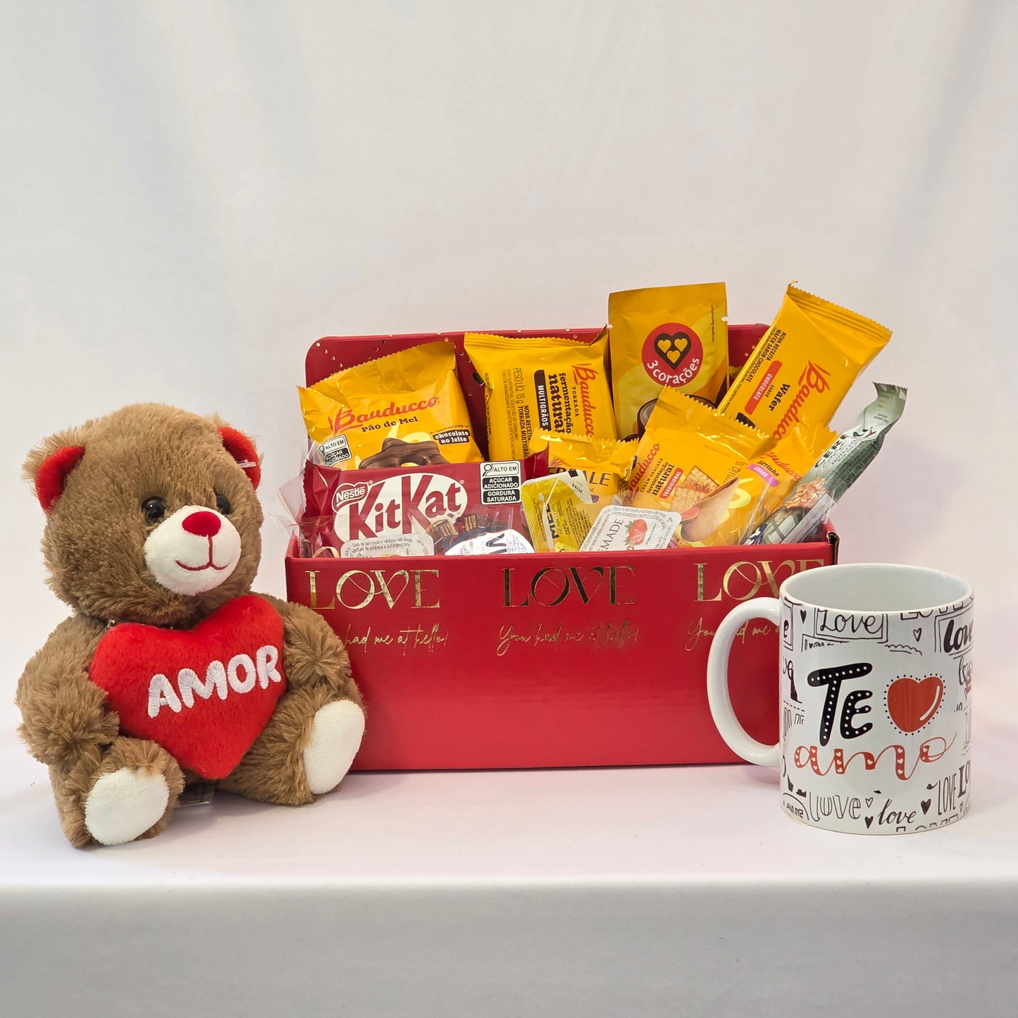 Basket with "I Love You" Mug and Loving Teddy Bear