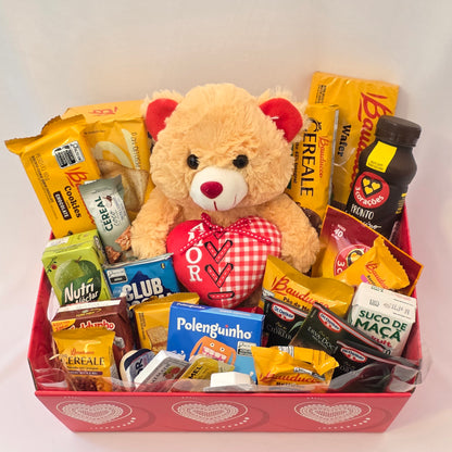 Cesta Café da Manhã Romântico com Ursinho Eu te Amo