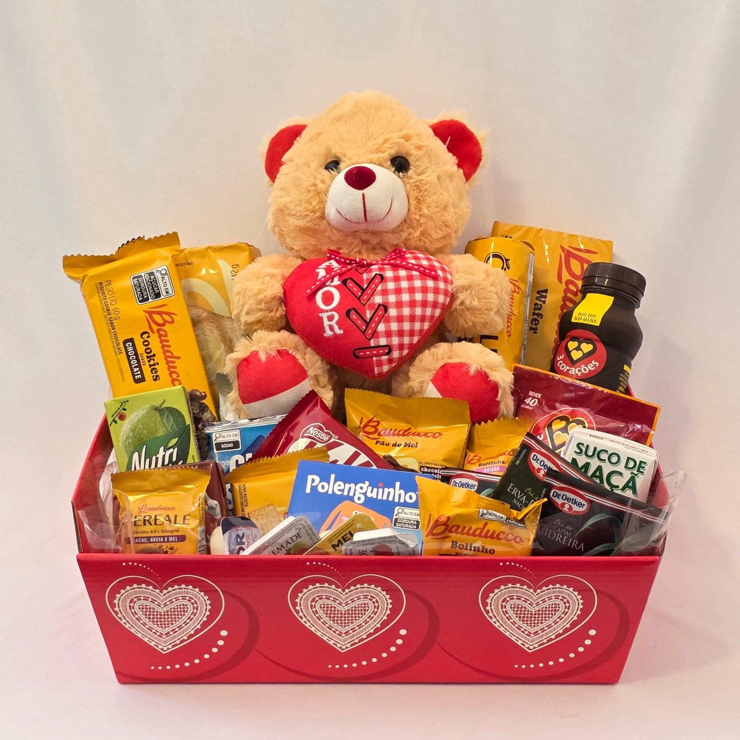 Cesta Café da Manhã Romântico com Ursinho Eu te Amo