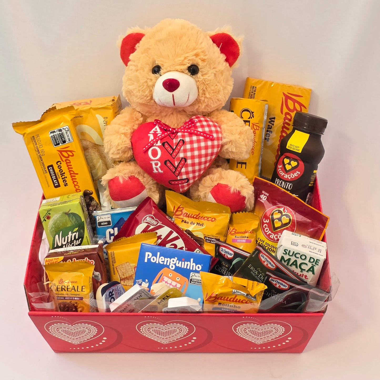 Cesta Café da Manhã Romântico com Ursinho Eu te Amo