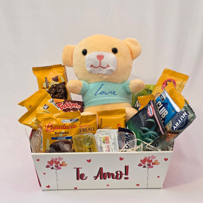 Cesta de Café da Manhã Delicado Com Pelúcia Romântica