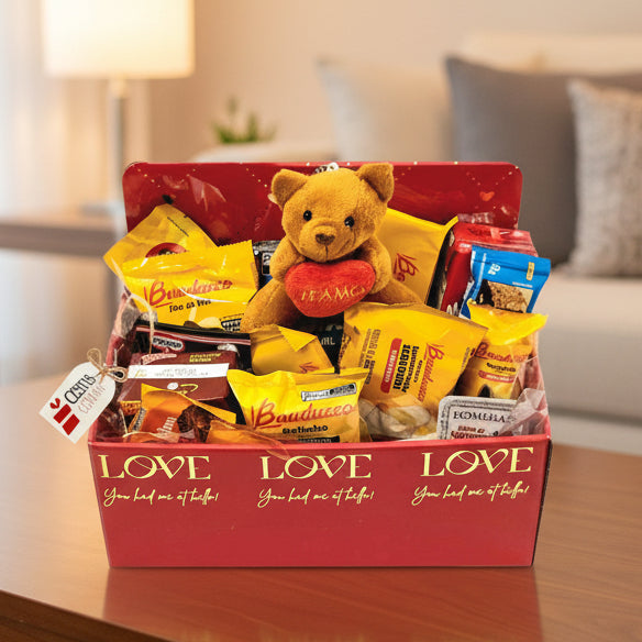 Cesta de Café da Manhã Delicado com Mini Ursinho Pelúcia