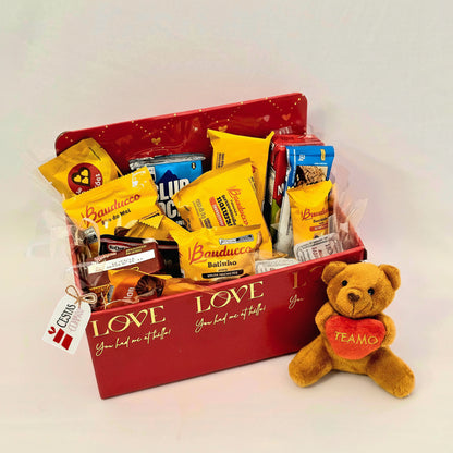 Cesta de Café da Manhã Delicado com Mini Ursinho Pelúcia