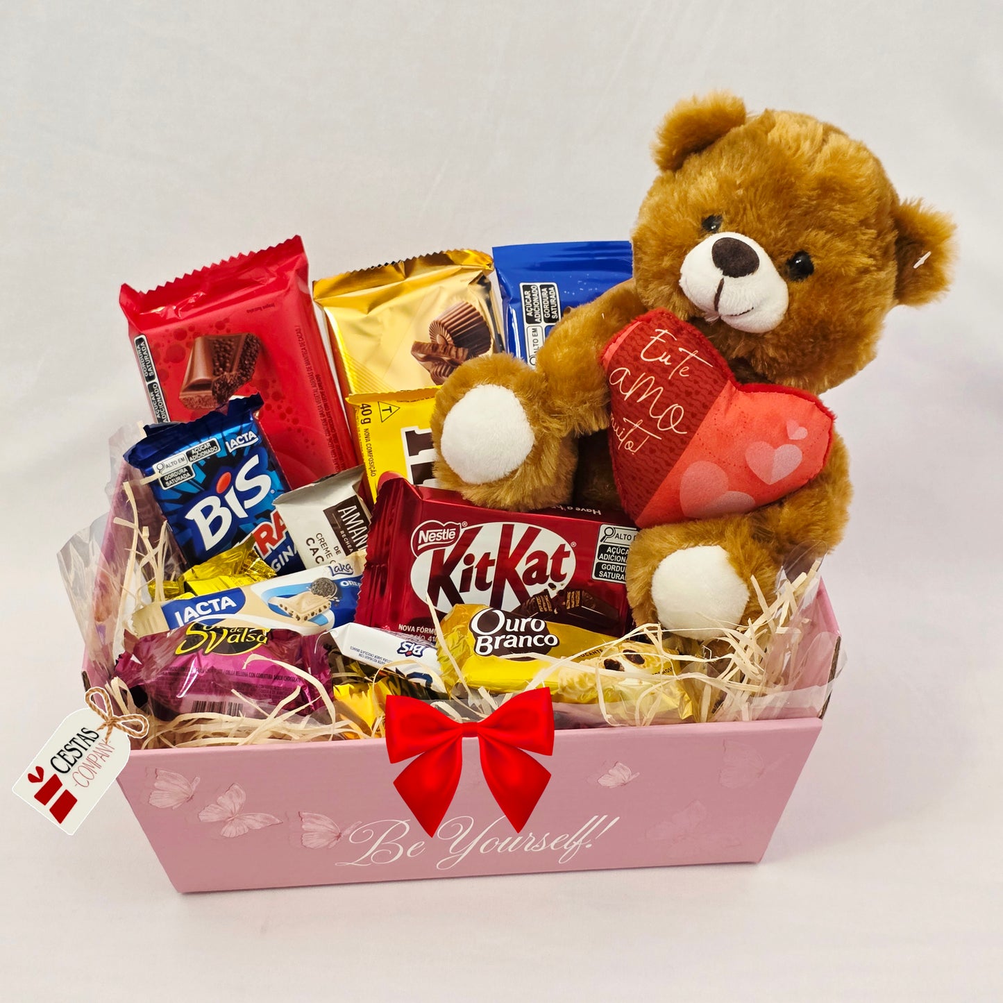 Cesta Cuddle con Bombones y Peluche