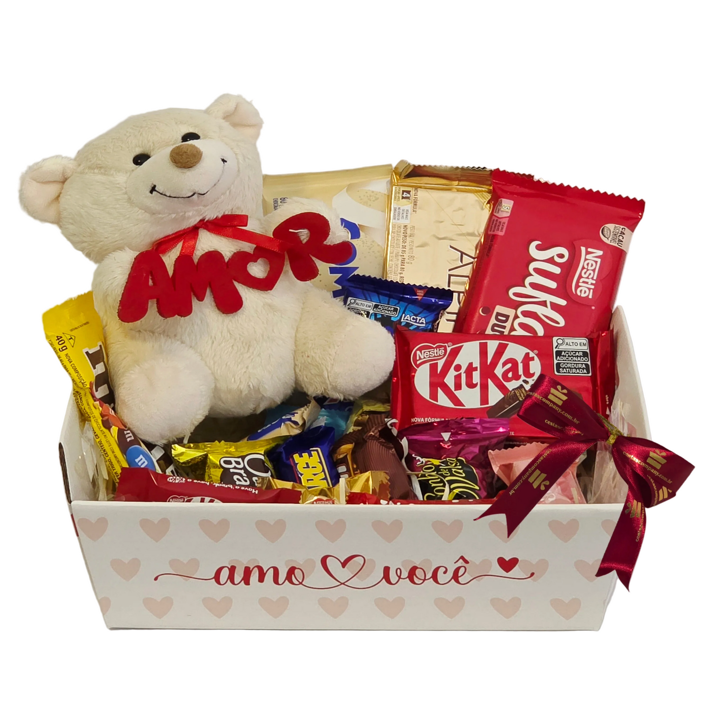 Cesta Cuddle con Bombones y Peluche
