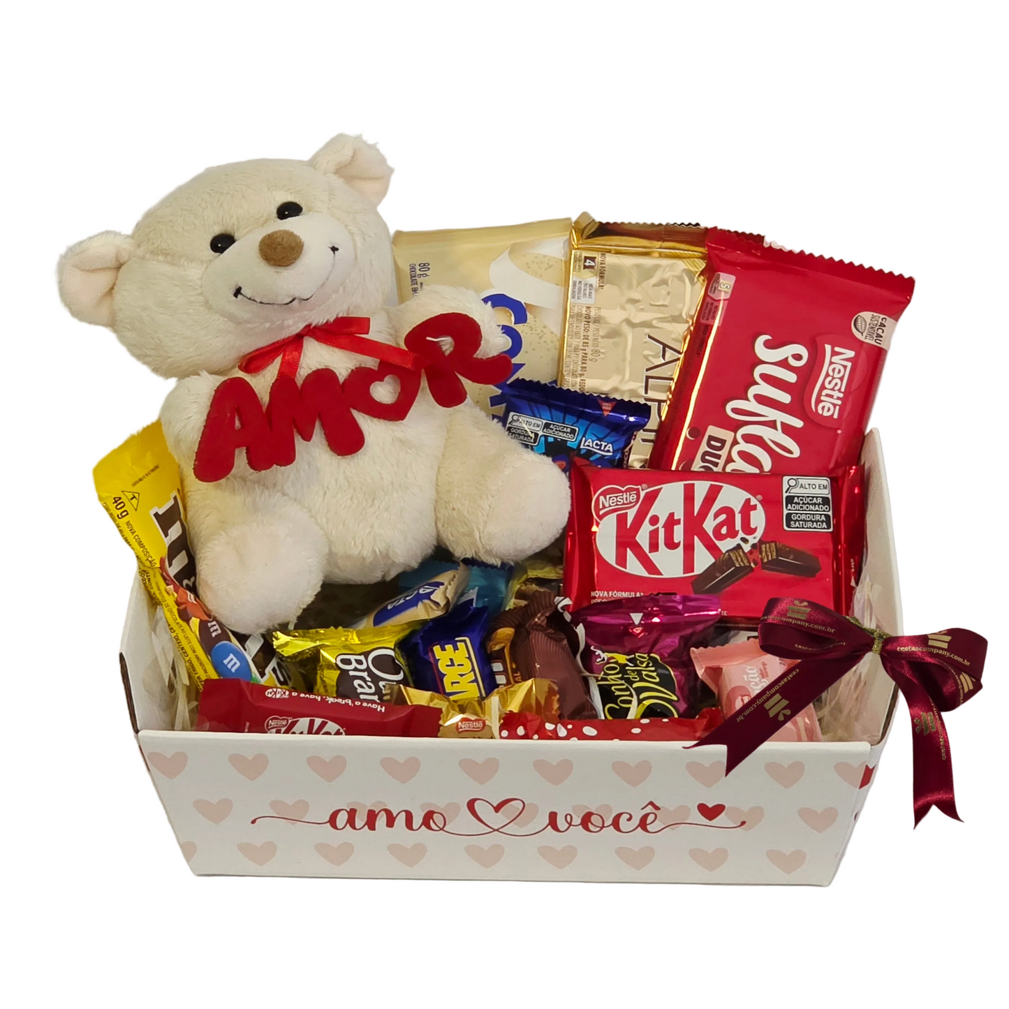 Cesta Cuddle con Bombones y Peluche