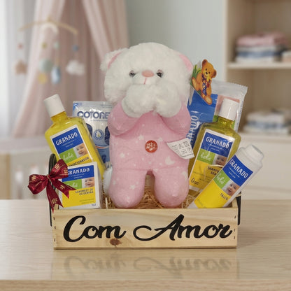 Cesta Bebê Com Amor Granado – ROSA — foto do produto real em cena ilustrativa