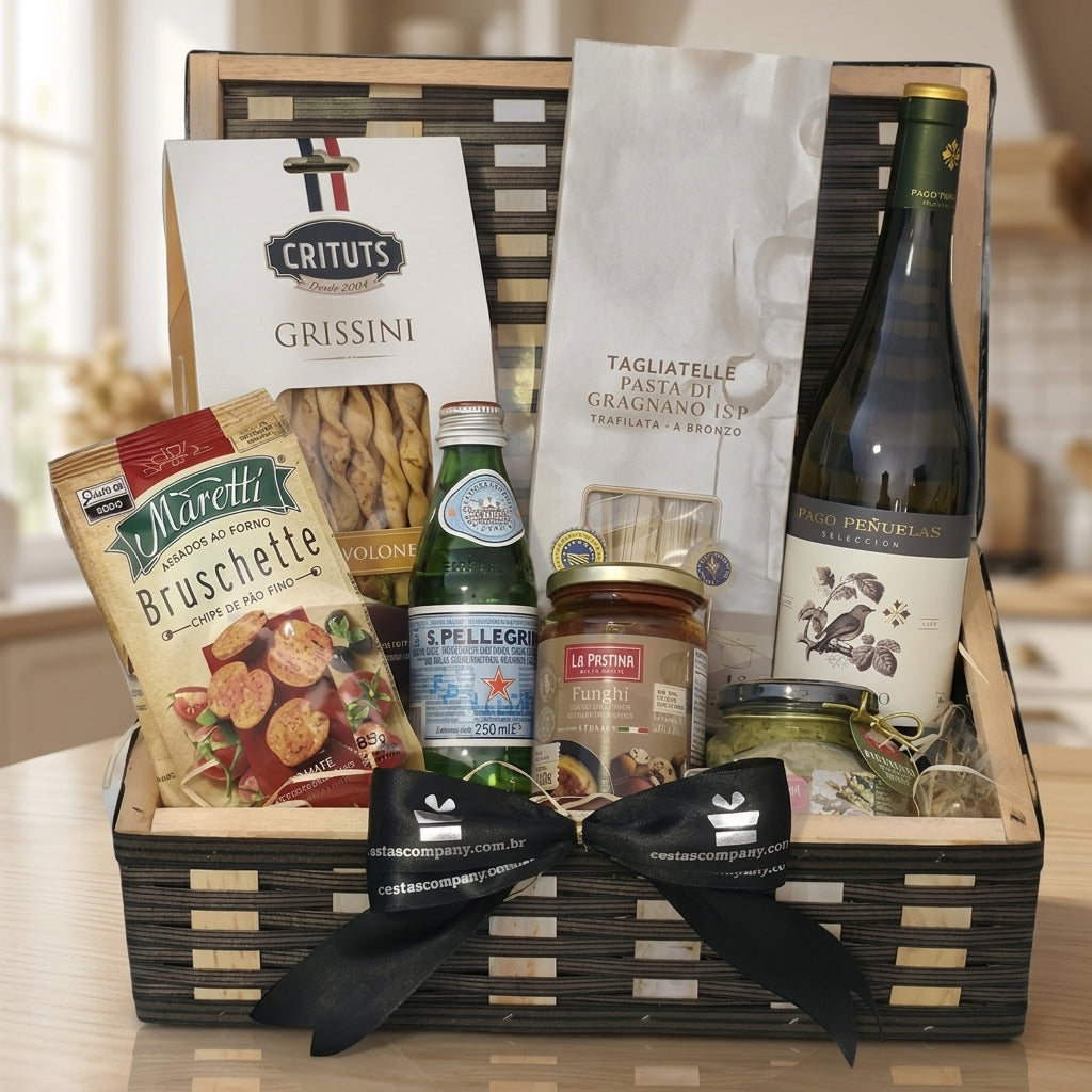 Cesta Gourmet La Pastina Premium — foto do produto real em cena ilustrativa
