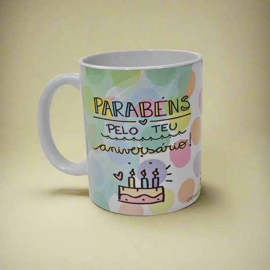 Caneca de Porcelana "Parabéns pelo teu Aniversário!"