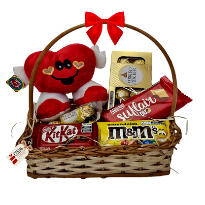 Cesta Festa de Chocolates com Coração Sorridente