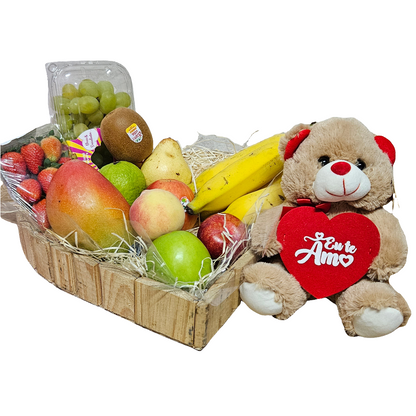 Cesta de lujo Love Fruit con osito I Love You