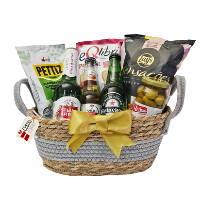 Cesta Cervejas e Aperitivos Luxo