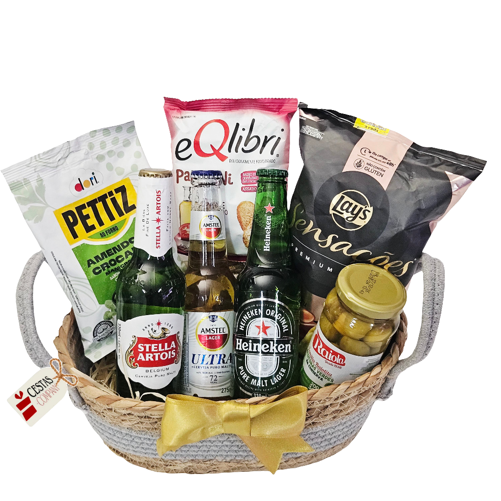 Cesta Cervejas e Aperitivos Luxo