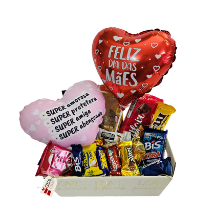 Affection Basket with Chocolates with Heart Balloon
