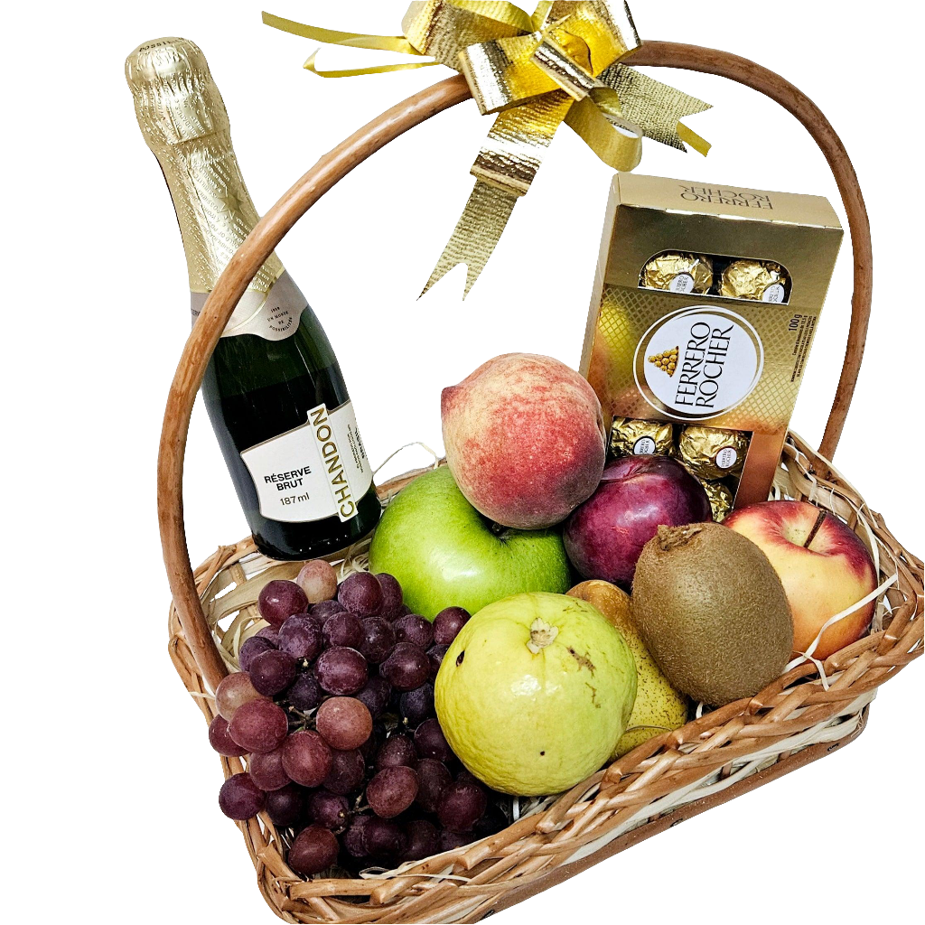 Cesta Love Fruit Luxo com Chocolate e Chandon